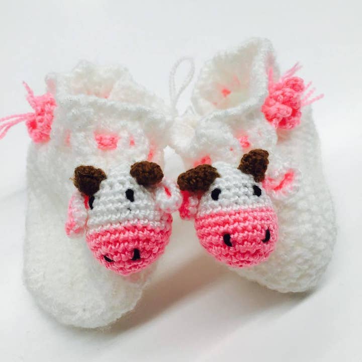 Crocheted Baby Booties "Cow" for wholesale by HDIF-USA