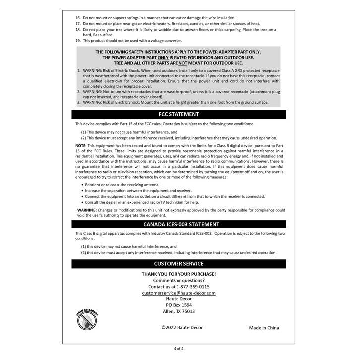 Haute Decor - Vente Sapin de Noël artificiel - Sapin Dumont de 4 pieds prééclairé avec lumières LED blanc chaud9