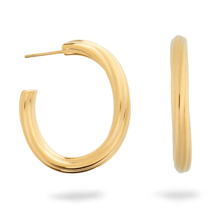 Joelle Hoops Gold for wholesale by MAARI STUDIOS