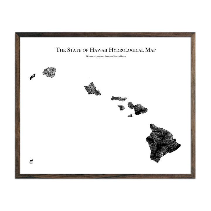 Carte hydrologique de Hawaï pour la vente par Muir Way