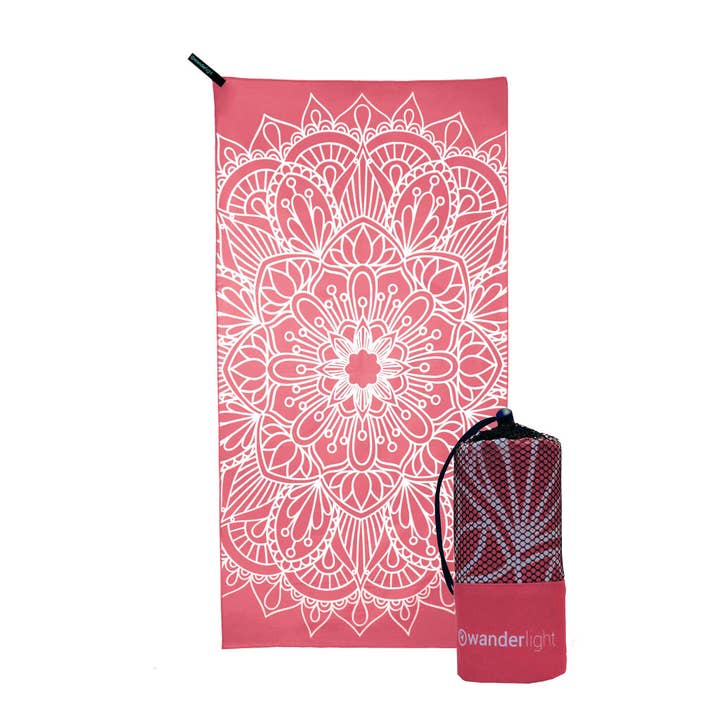 Microfiber Travel Towel - Ella Coral, Large (63 X 31 ") for wholesale by Wanderlight USA