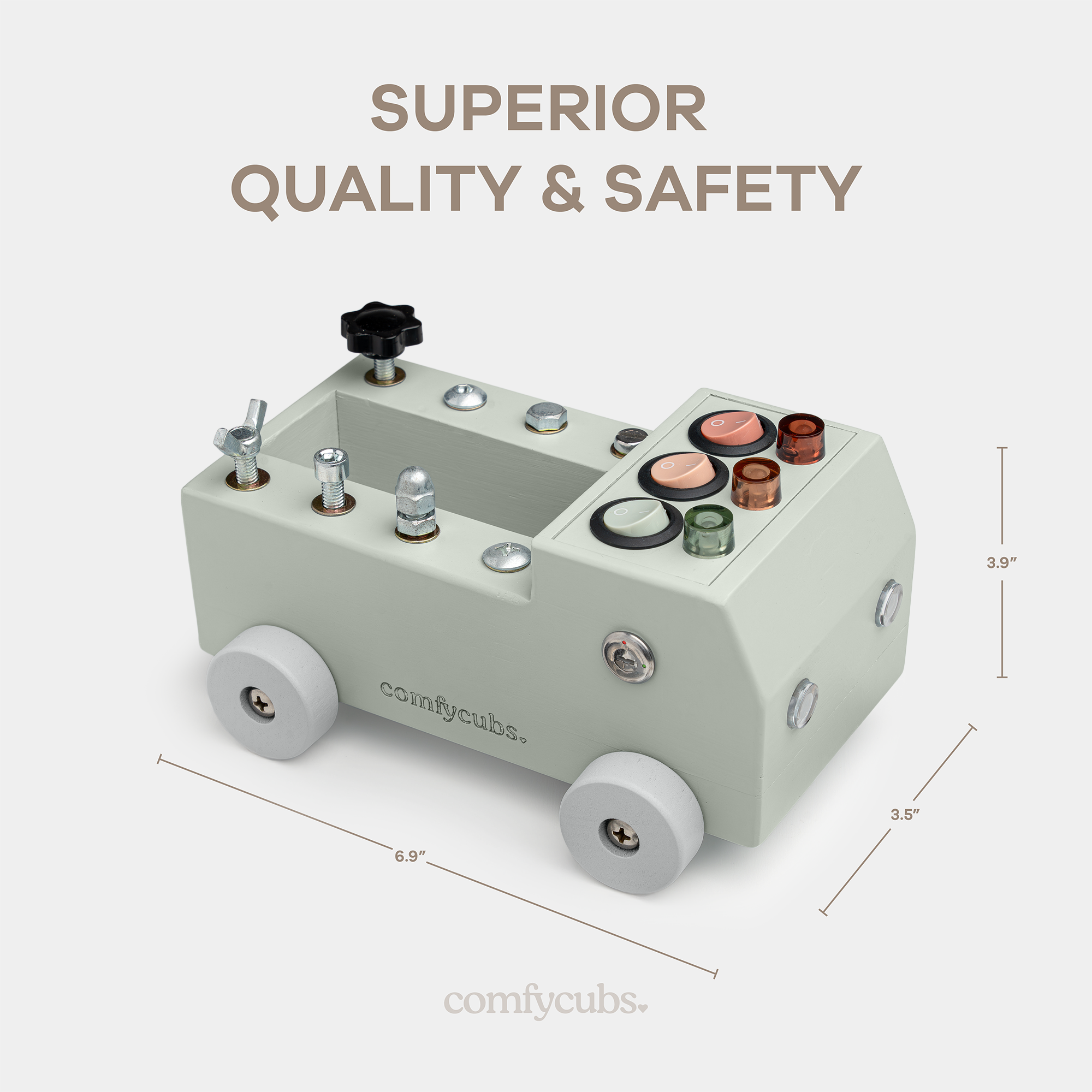 Comfy Cubs – Carro/camião de brinquedo - Crianças por atacado – Conjunto de Brinquedos de Caminhão Busy Board com Interruptor de Luz LED para Crianças 3+9