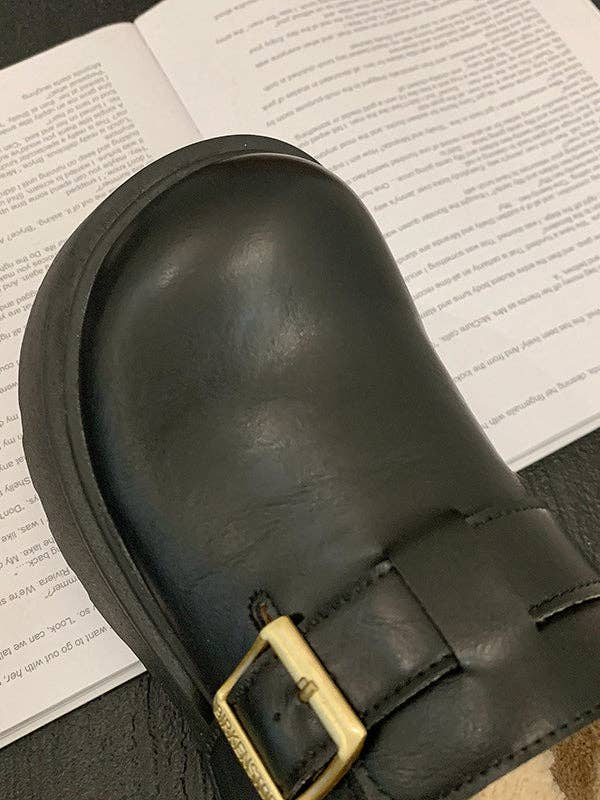 VividLux - Wholesale Loafers - Women's - Belt Buckle Round-Toe Split-Joint Loafers Platform Shoes Slippers&Mules14