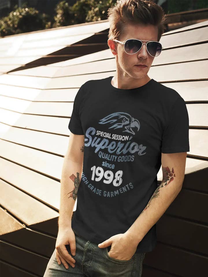 1998, Special Session Superior Since 1998 T-shirt da uomo nera regalo di compleanno 00523 per la vendita all'ingrosso da parte di ULTRABASIC