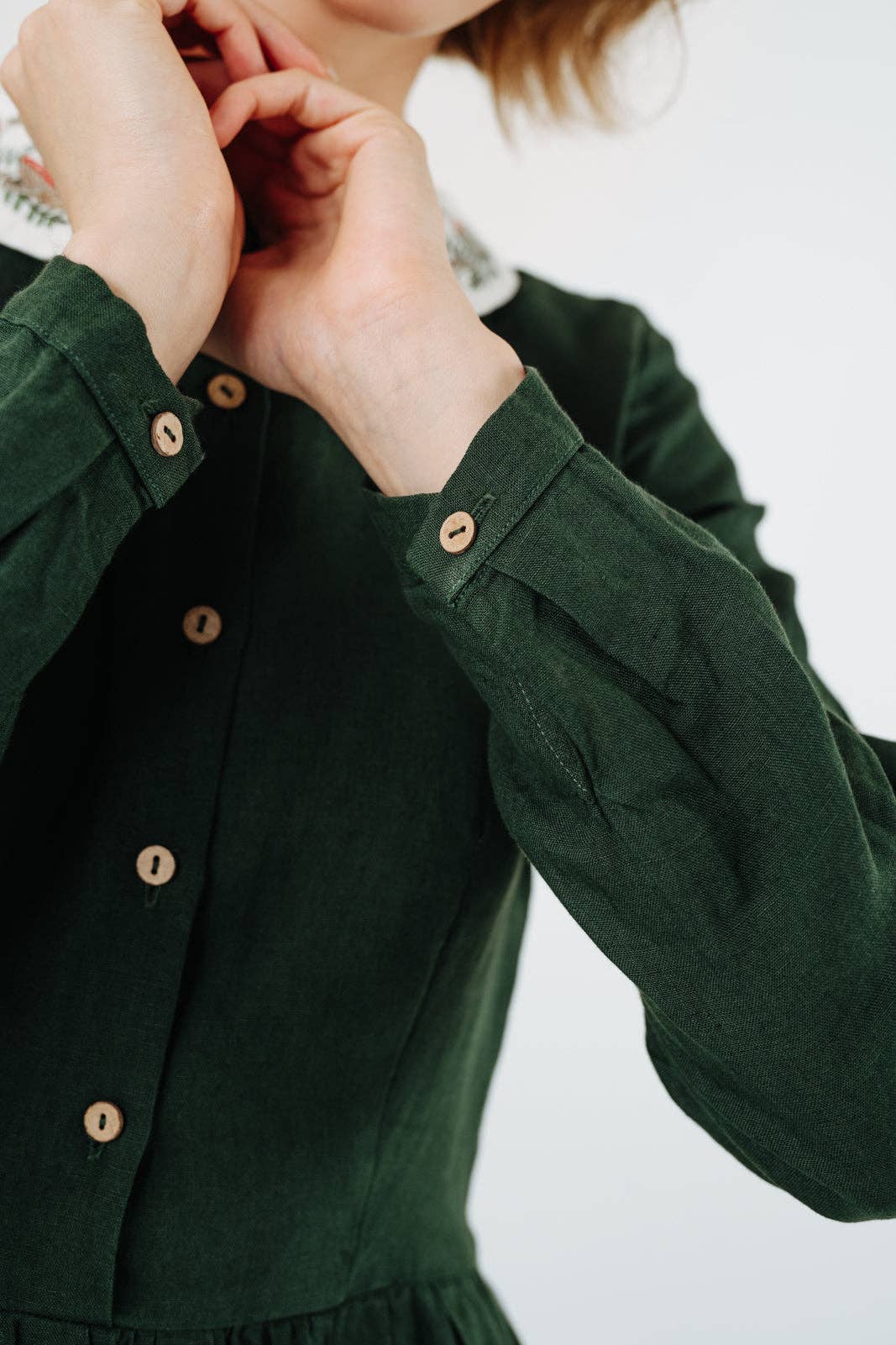 Son de Flor - Wholesale Dress - Women's - Classic Dress with Embroidered Wildwood Collar, Long Sleeve7