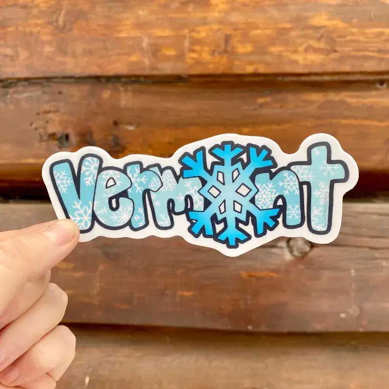 Designs by Diana - twinkletaters - Wholesale Sticker - Vermont Snow 5" x 1.9" Vinyl Sticker1