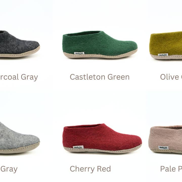 Handmade Wool Felt Slip-On Shoes with Suede Sole for wholesale by Woollyfelt
