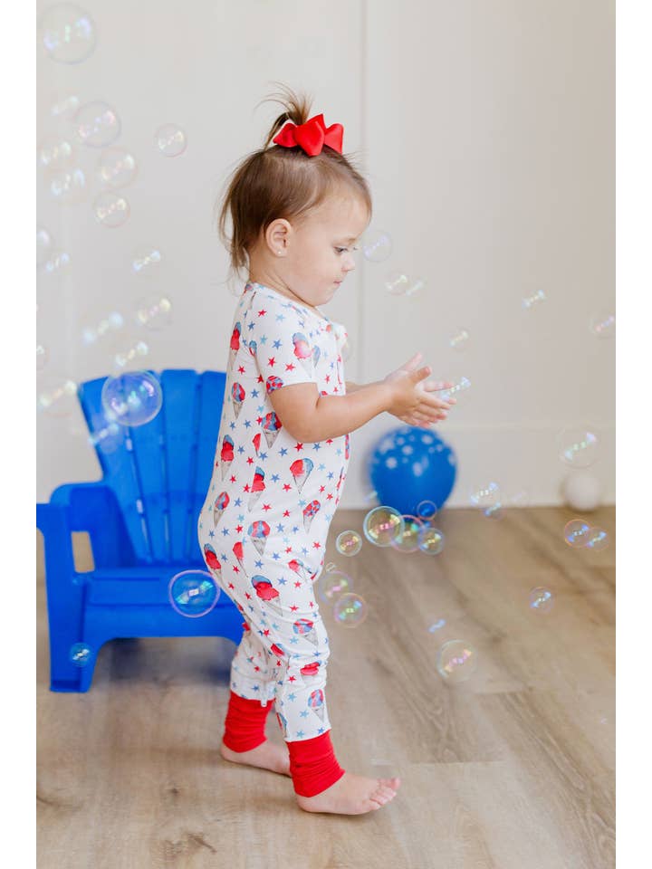 Sweet Bay Clothing – wholesale Jumpsuit – Baby – Red, White and Blue Snowcones Zipper Onesie1