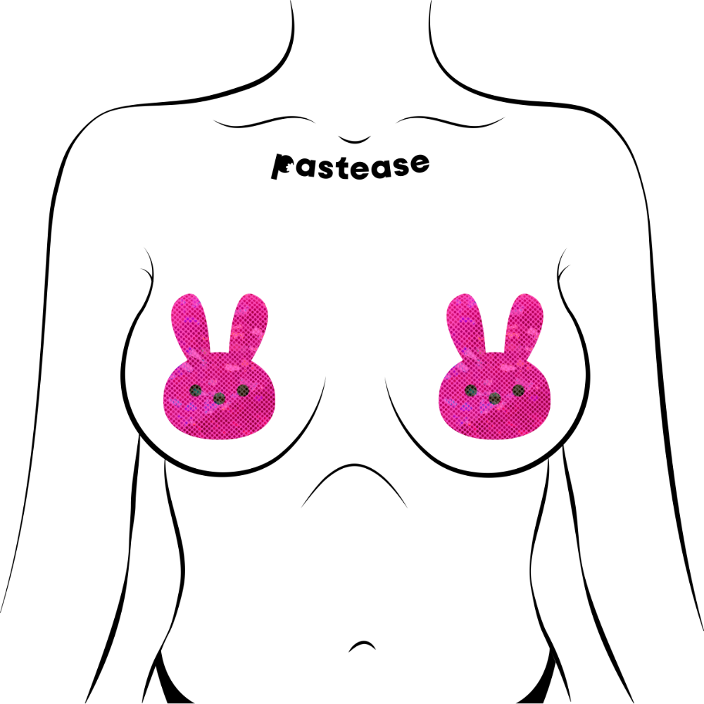 Pastease® – wholesale Nipple pasties – Women’s – Bunny: Glitter Pink Marshmallow Easter Rabbit Nipple Pasties2