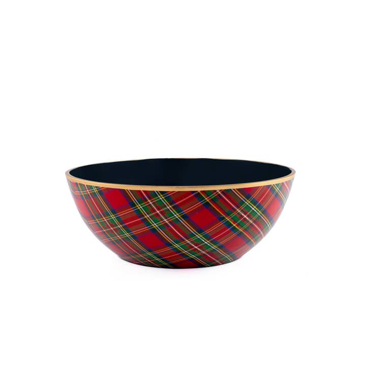 Multi Color Royal Tartan Enameled Bowl - Large for wholesale on Faire