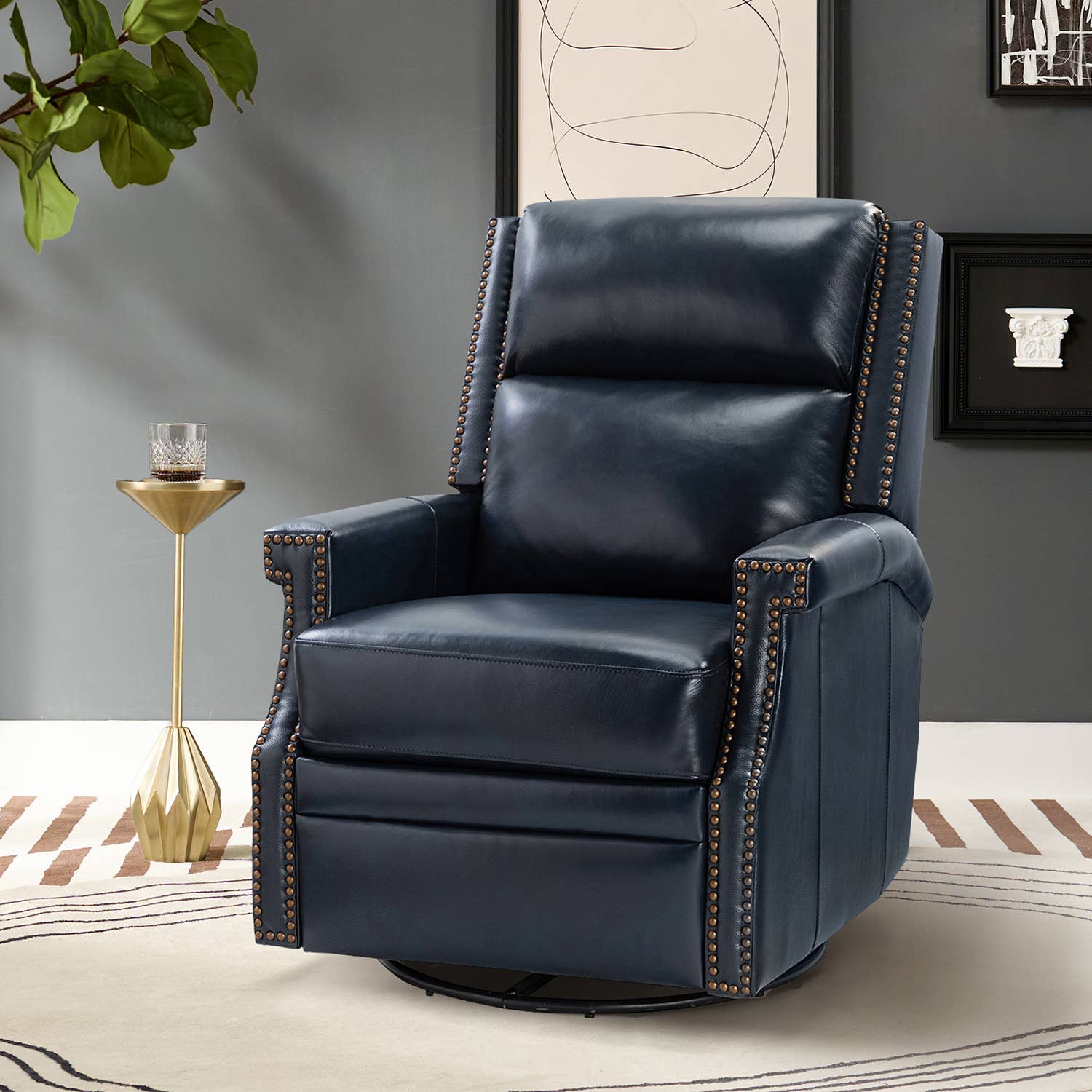 Karat Home - Wholesale Chair - Louise Genuine Leather Swivel Rocker Recliner21