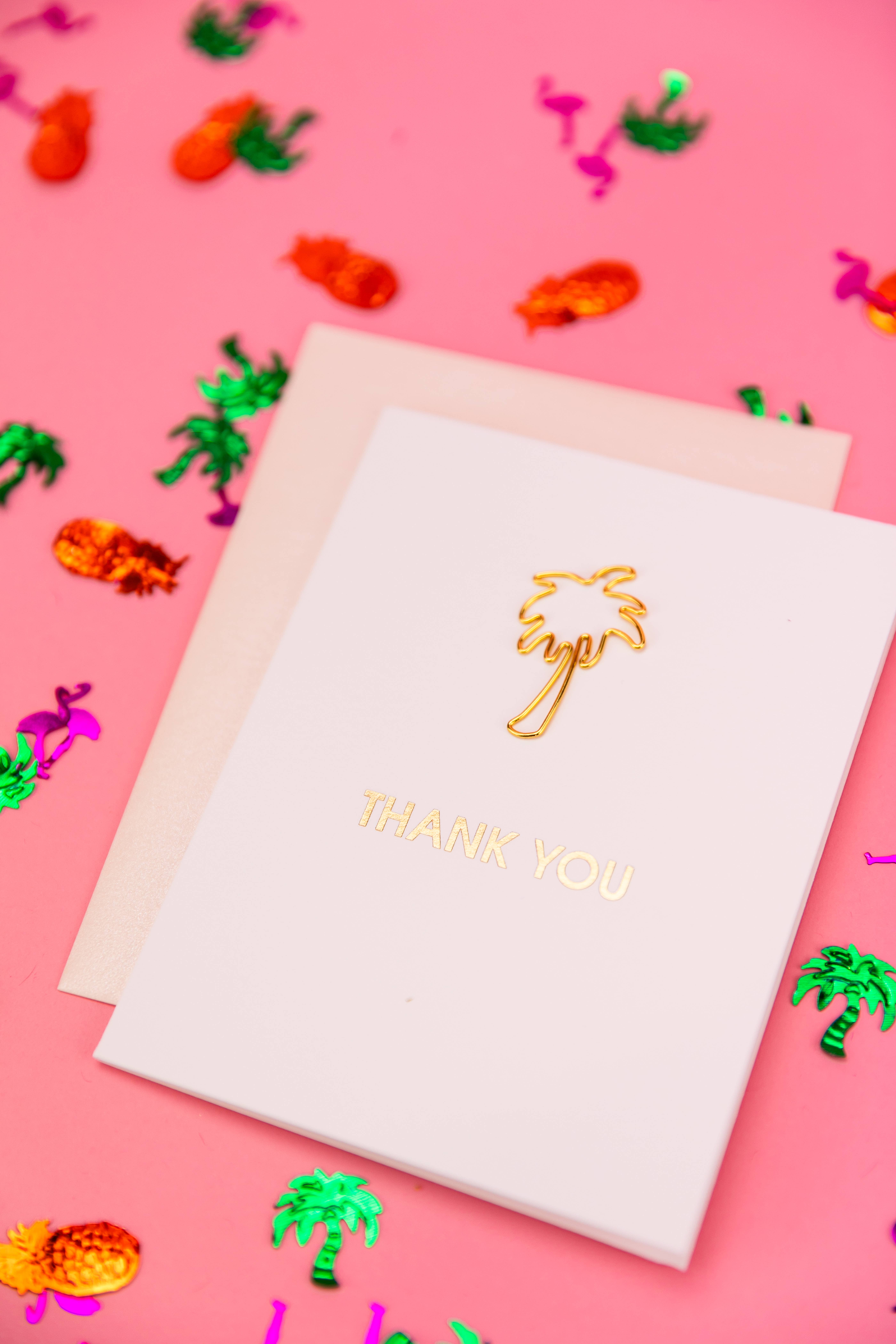 Chez Gagné – postal de agradecimento por atacado – Obrigado - Obrigado + Obrigado - Cartão de Clipe de Papel Palma2