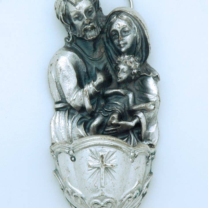 Contreras Designs – Großhandel Skulptur – IA4290S - Italienisches silberfarbenes Wasserzeichen der Heiligen Familie 0