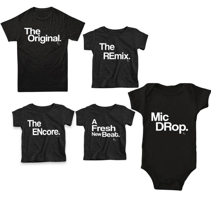 KaAn's Designs - Wholesale T-shirt met print - Uniseks - The Original The Remix The Encore® Family Matching Shirts - Zwart1