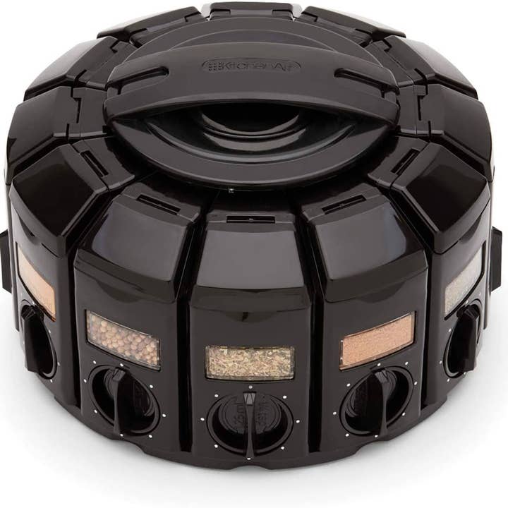 Fox Run Brands - Vendita all'ingrosso Portaspezie - KitchenArt Select-A-Spice - Carosello con misurazione automatica, colore: nero