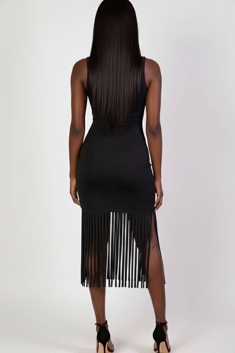 CAPELLA APPAREL - Wholesale Dress - Women's - Sleeveless Fringe Midi Dress2