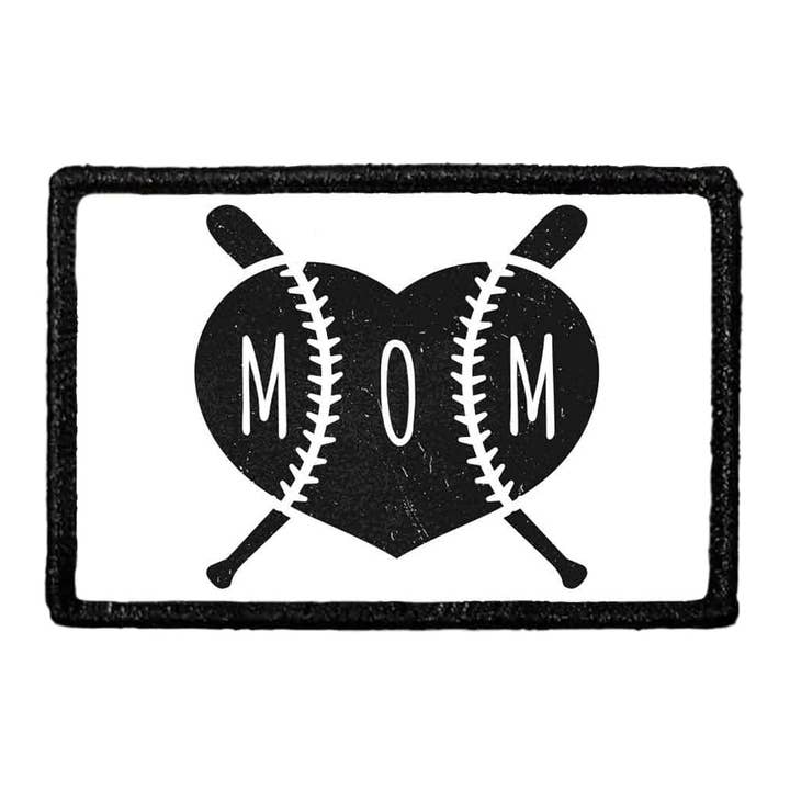 Baseball Mom - Sort og Hvid - Aftagelig Patch for engroshandel hos Pull Patch