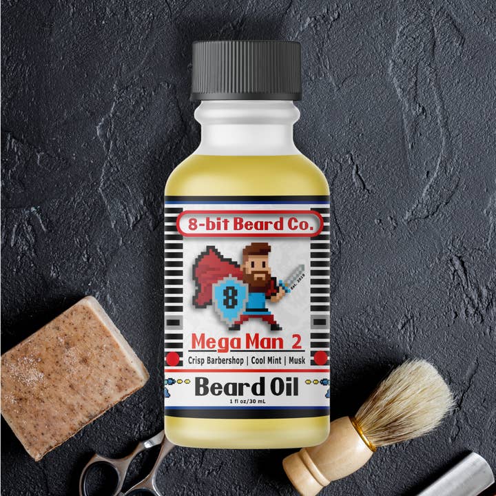 Mega Man 2 | Beard Oil - Crisp Barbershop, Cool Mint, Musk for wholesale by 8-bit Beard Co.