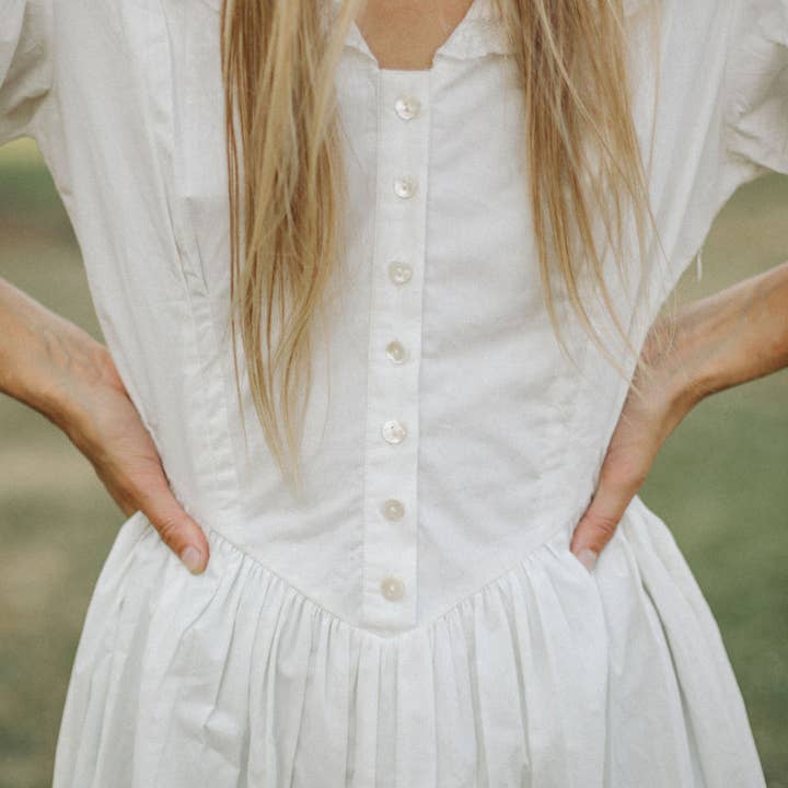 Wilder Collective - Wholesale Dress - Women's - Juliette Dress in Organic Cotton-White Edwardian Poplin