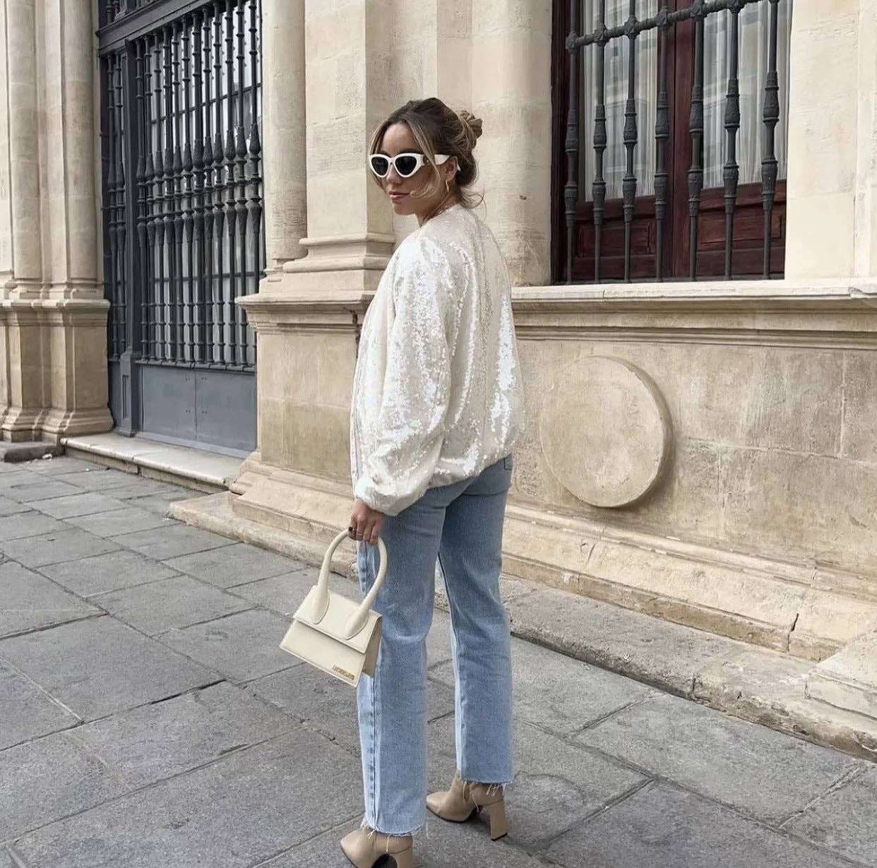 Sweetkama – wholesale Jacka - Dam – Sweetkama damjacka med paljetter, rund hals och långa ärmar8