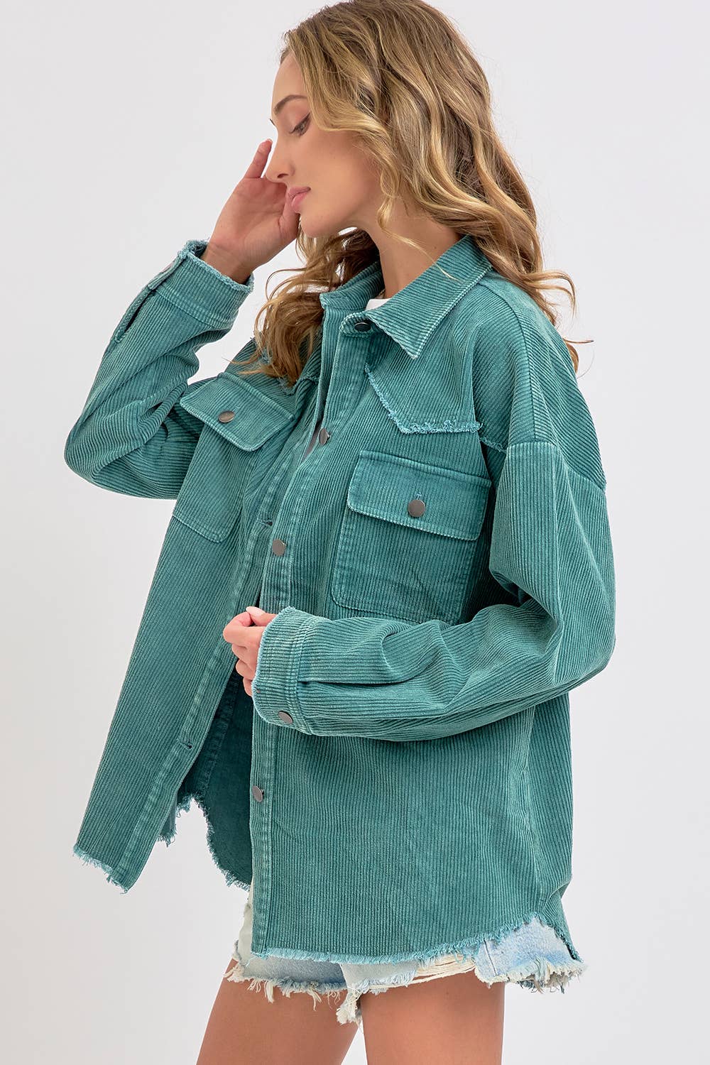 Sweet Lovely by Jen - Wholesale Shirt Jacket/Shacket - Women's -  CORDUROY SHACKET MINERAL WASHED COWBOY WESTERN COMBINED38
