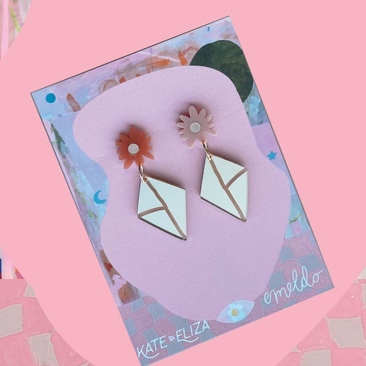 Boucles d'oreilles collaboratives Kate Eliza x Emeldo//get happy dang pour la vente par Emeldo