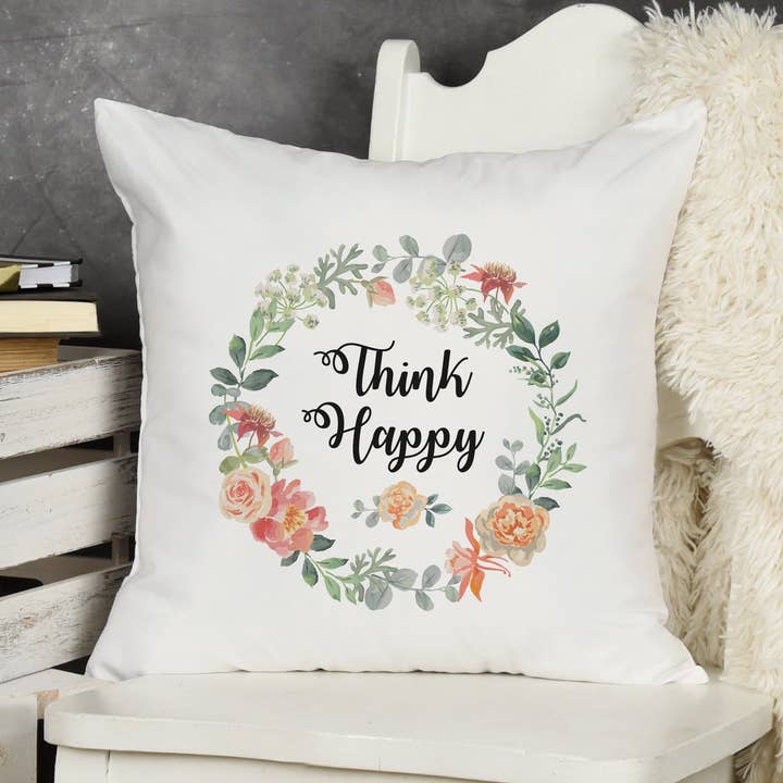 Think Happy Dekokissen für den Großhandel von Potter's Printing