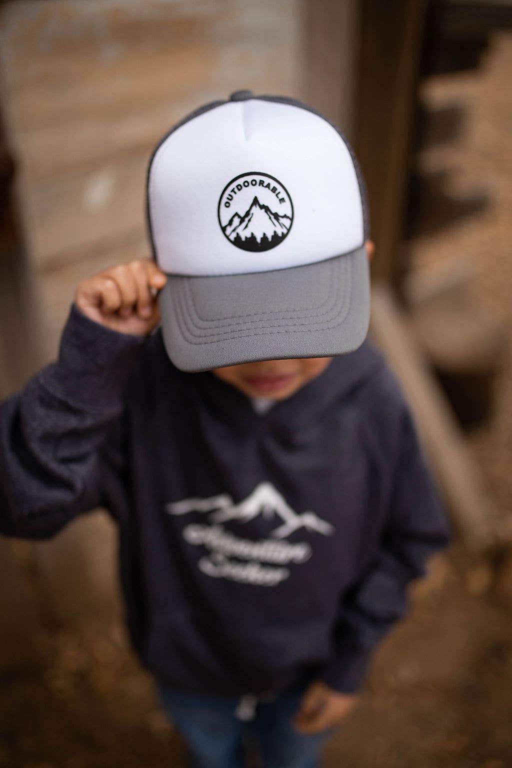 Outdoorable Apparel - Vente Chapeau – enfant - Chapeau d'extérieur gris avec noir3