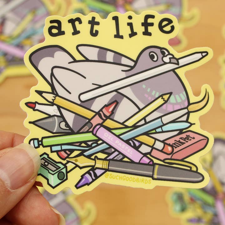 Pigeon Art Life 3" Waterprf Vinyl Stickers Artist Supplies for wholesale by Such Good Birds