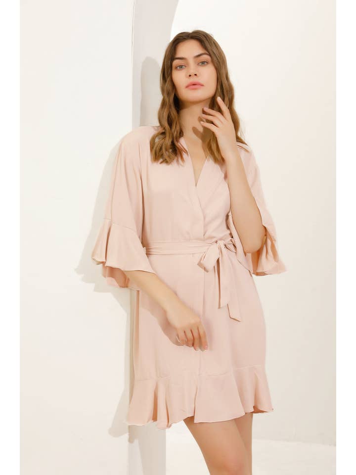 Mackleys - Wholesale Robe - Women's - PREORDER Solid Matte Satin Ruffle Robe9