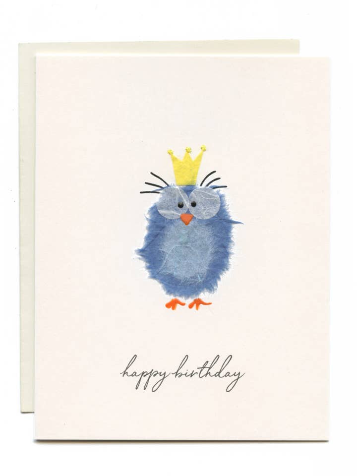 "Happy Birthday" Blue Bird with Lashes for wholesale by FLAUNT HANDMADE CORRESPONDENCES