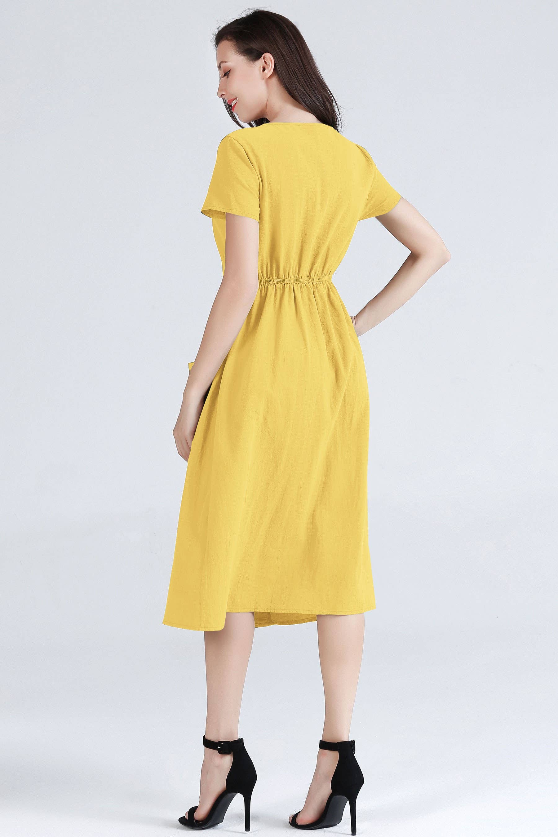 ePretty - Vendita all'ingrosso Vestito - Donna - TJ002 - Abito midi abbottonato con tasche17