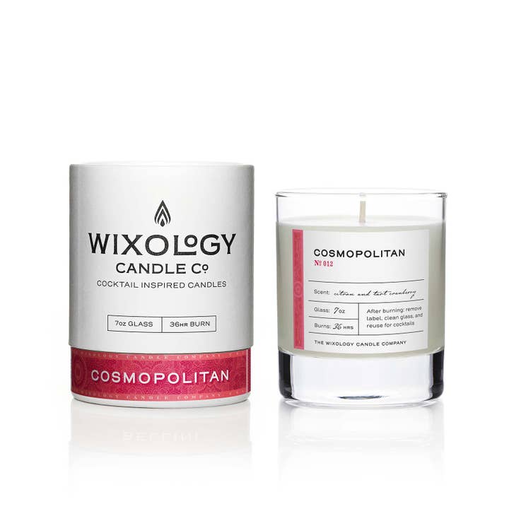 Cosmopolitan Cocktail Candle - Reusable 7oz Rocks Glass for wholesale by Wixology Candle Company