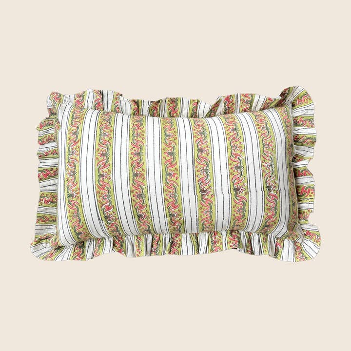 Sage Stripe Rectangle Cushion for wholesale by Folie à Trois