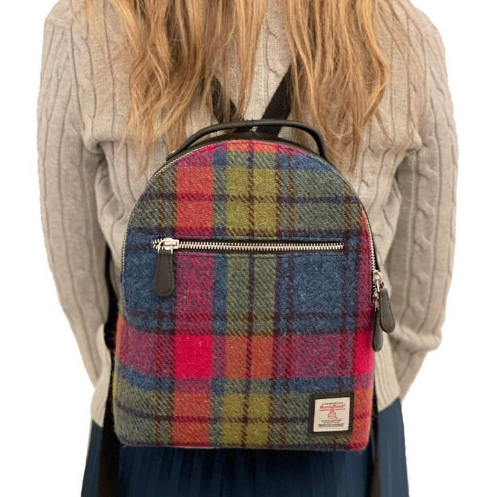 maccessori - Wholesale Backpack - Women's - Harris Tweed Backpack Blue Pink Check