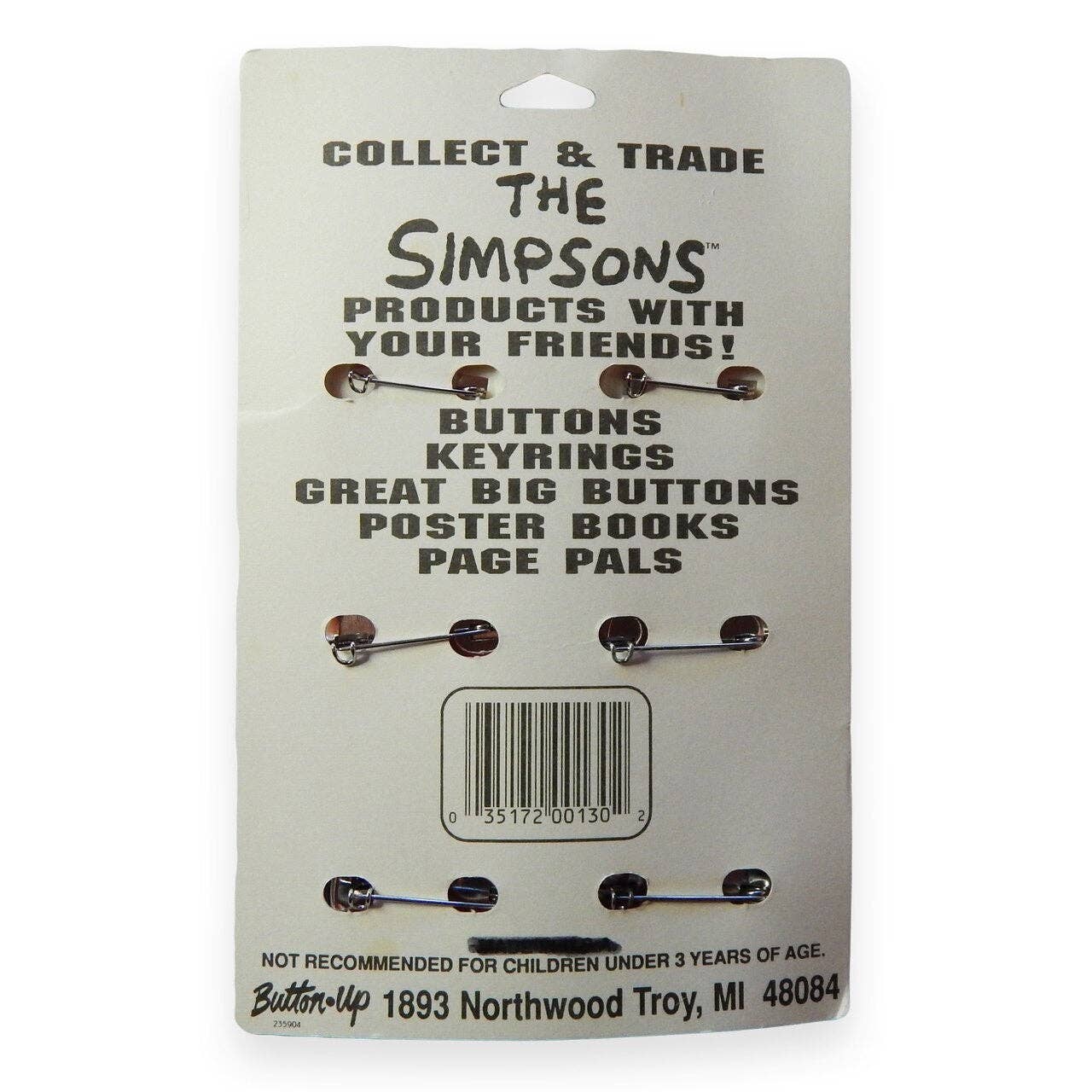 Hungry Ghost Press - Wholesale Lapel Pin/Button - The Simpsons Vintage Deadstock Buttons5