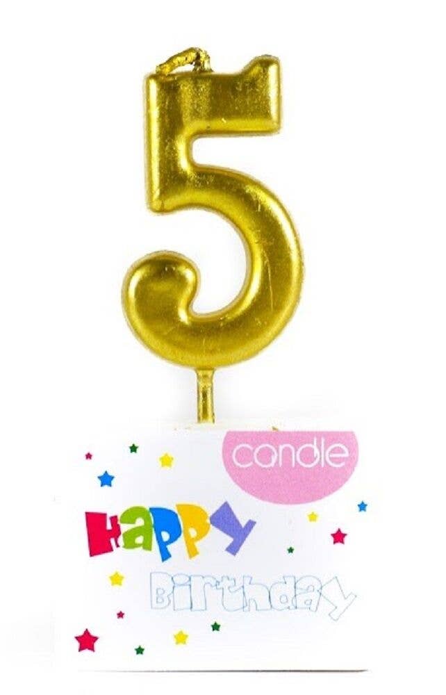 Party Squirrel - Wholesale Cake Candle - Golden Birthday Candle - Number Five1