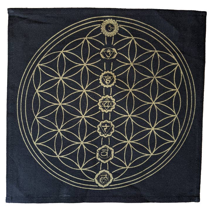 Chakra/Flower of Life Crystal Cloth (12x12 inch) for wholesale by Chakra Balance Shop