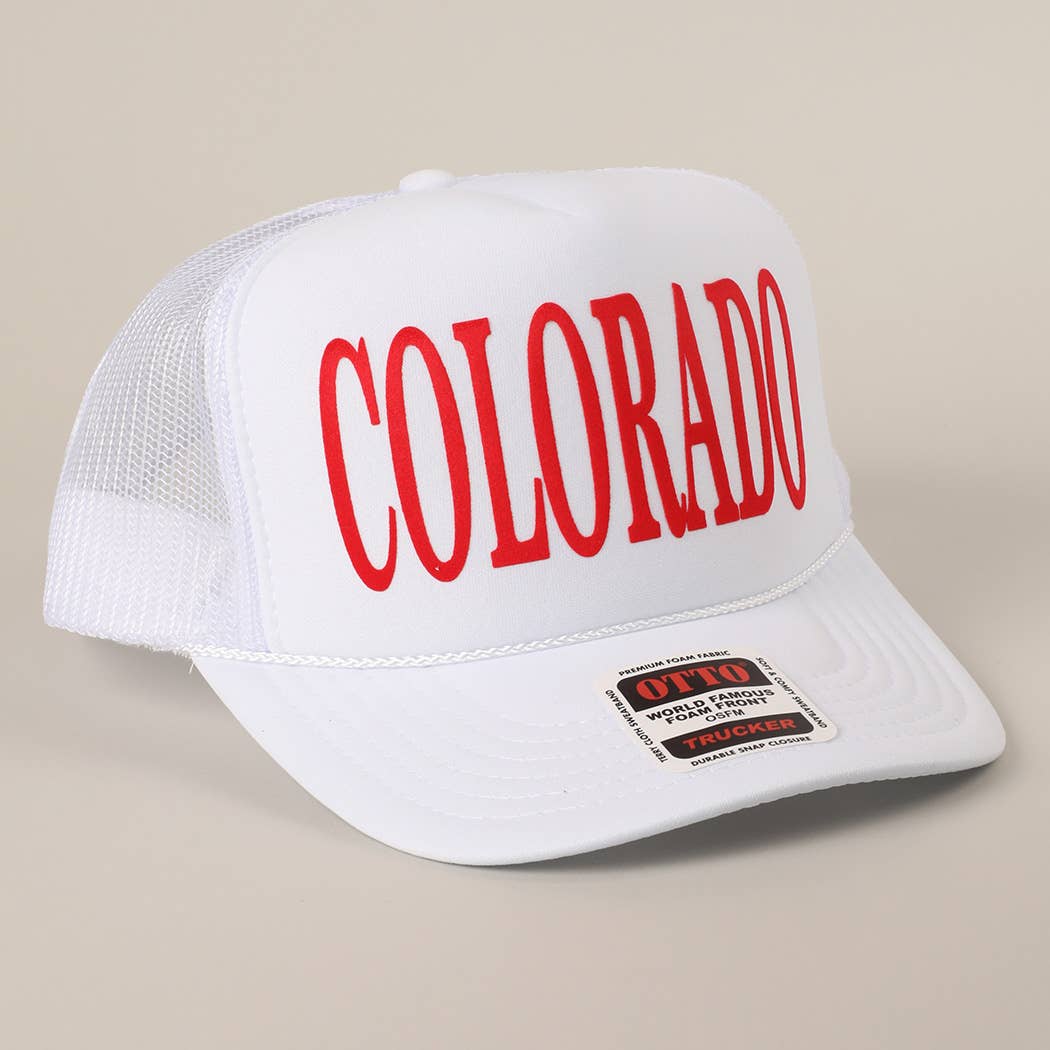 Fashion City - Wholesale Trucker Hat - Unisex - COLORADO Text Printed Mesh Back Foam Trucker Hat13