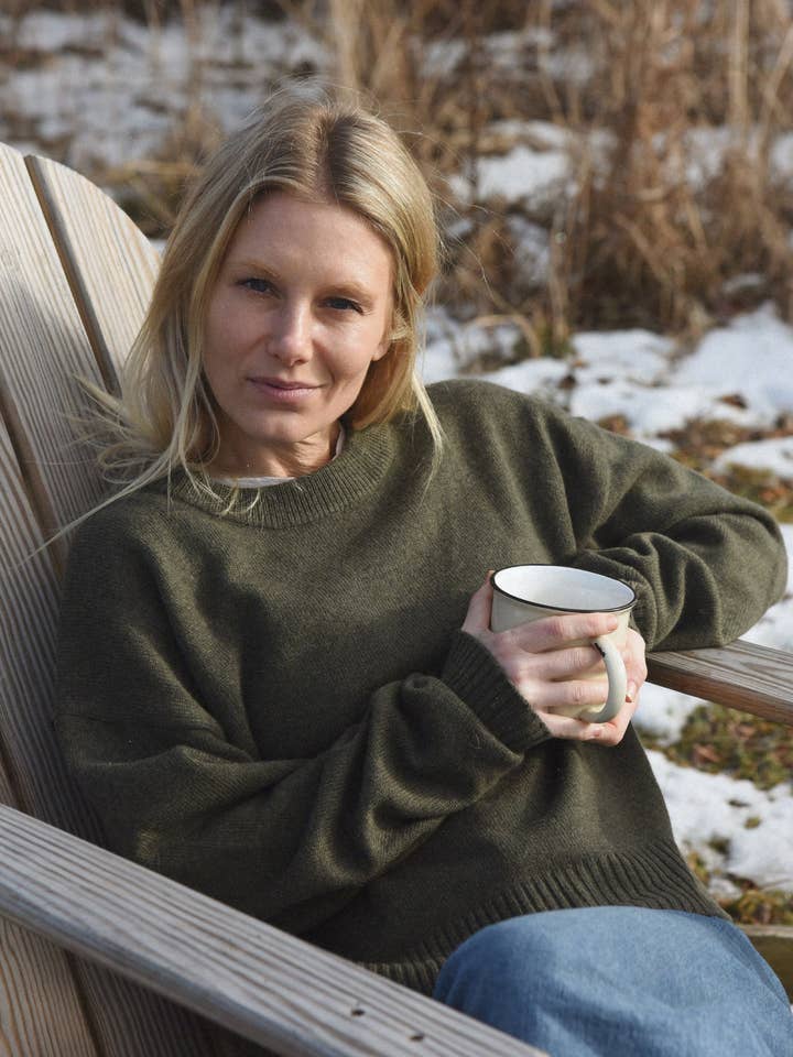 The Cashmere Malaya Crew Neck // Fern for wholesale by Beachwood The Label