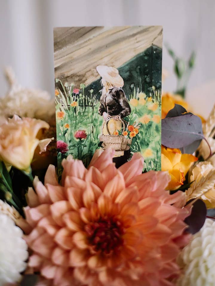 Greeting card 10x15 cm 'Flower Farm Girl' for wholesale by Printfluence.me