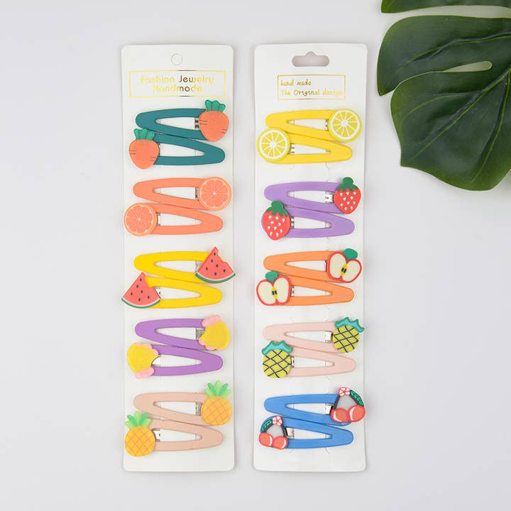 Set of 5 Cute Fruits Hair Clips for wholesale by SoapElenGlen