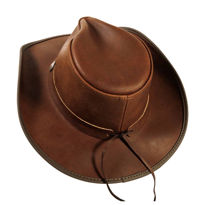 American Hat Makers - Venta al por mayor Sombrero cowboy - Unisex - Sombrero Vaquero de Cuero Genuino con Concho - Estilo Cyclone24
