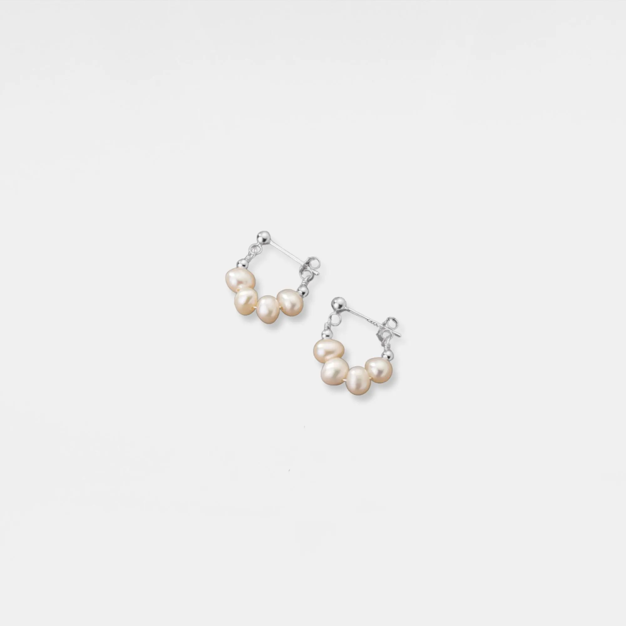 Perimade & Co. LLC - Wholesale Hoop Earrings - Dainty Pearl Wedding Hoop Earrings in 925 Sterling Silver2