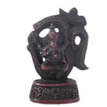 Statue de Ganesh sur le symbole OM rouge RG-075A pour la vente par Dorjebajra Tibet Shop