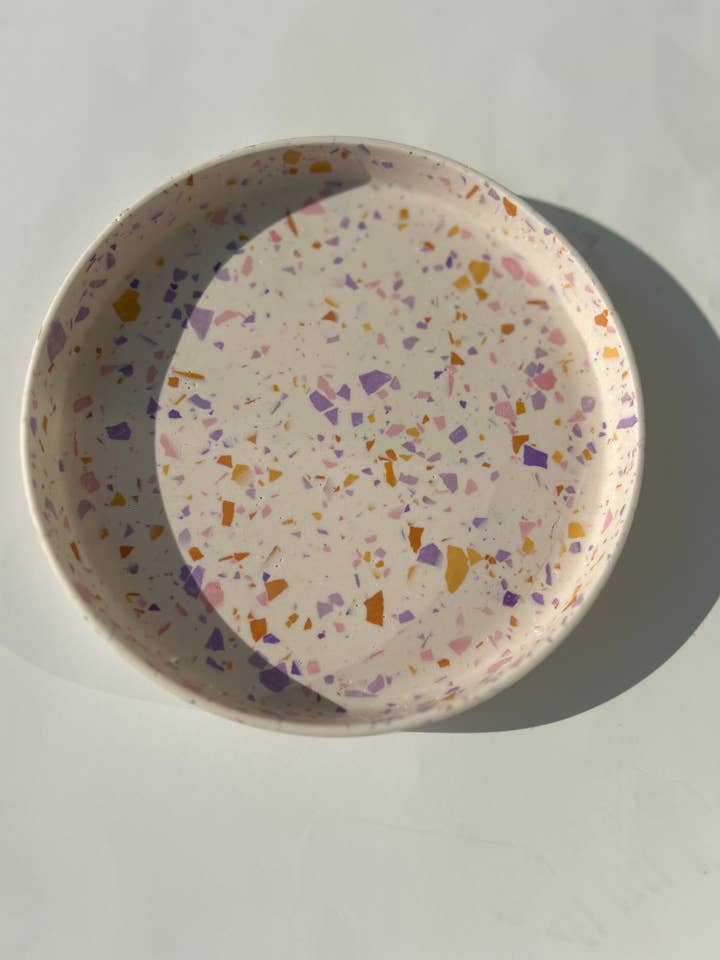 Spring Mix Terrazzo Circle Dish, Circle Trinket Tray, Coffee for wholesale by Coast By Madison