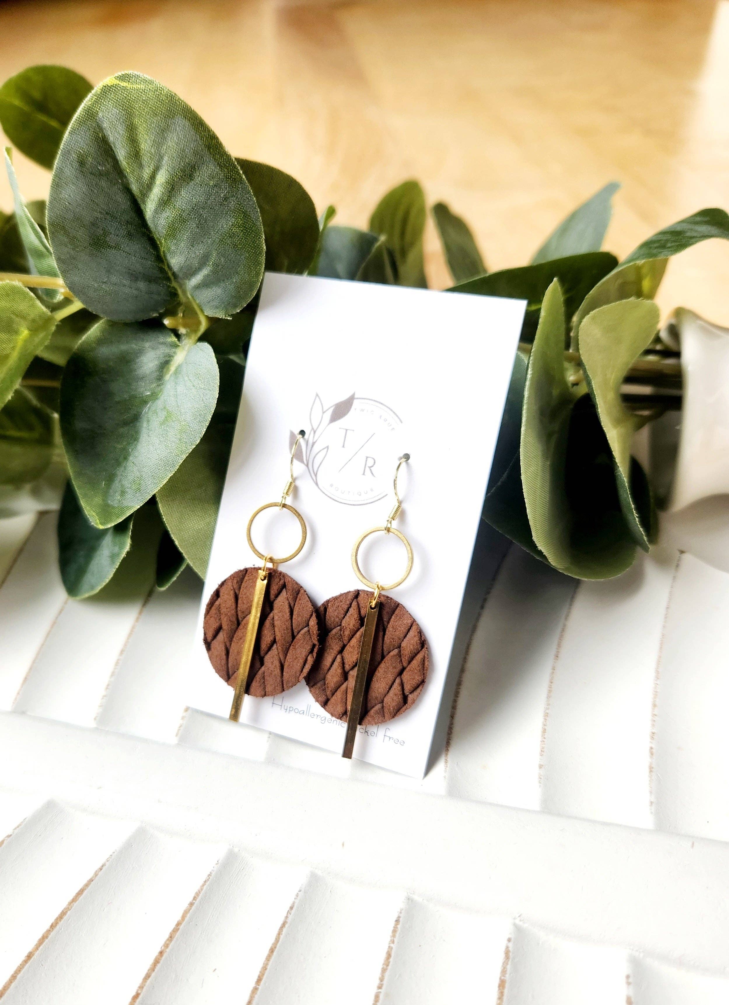 Twig & Rue boutique - Wholesale Dangle Earrings - Greta |Braided leather dangles0