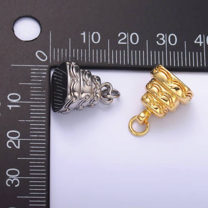 24K Gold Filled Heart Love Cake Multidimensional 3D Charm in Gold & Silver | D628 for wholesale by Aim Eternal