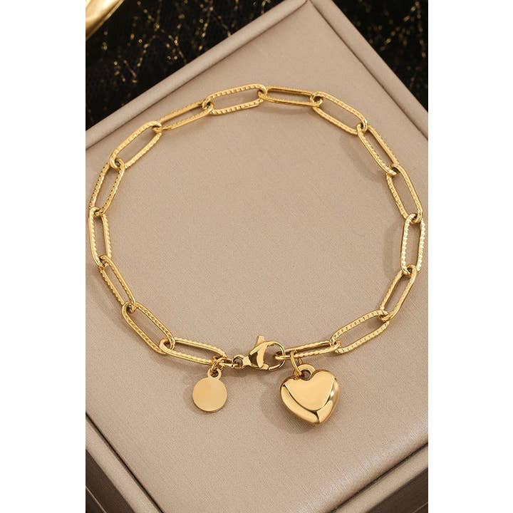 Gold 18K STAINLESS STEEL TARNISH FREE HEART BRACELET | 40B5132 for wholesale on Faire2