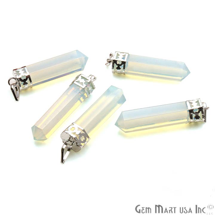 GemMartUSA – wholesale Pendant/charm necklace – DIY Healing Gemstone Silver Pencil Point Ornate Pendant 1pc14